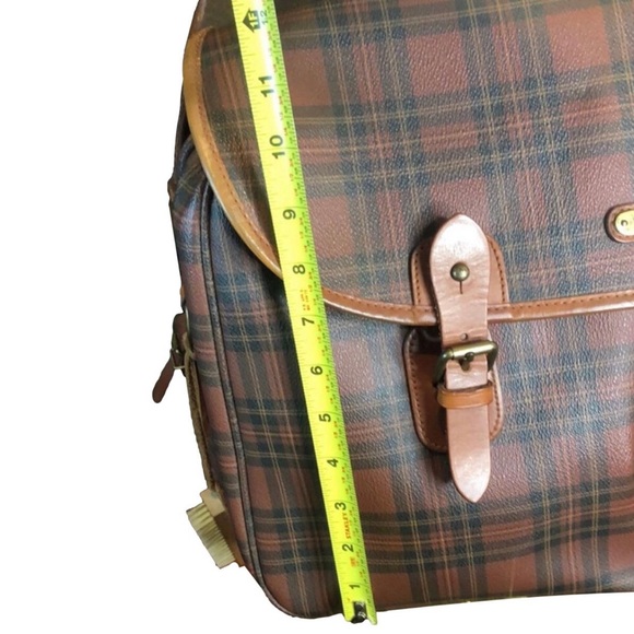 MRALPH LAUREN Tartan Plaid Brown Green Crossbody Messenger Laptop Carry-On Bag - Picture 14 of 17